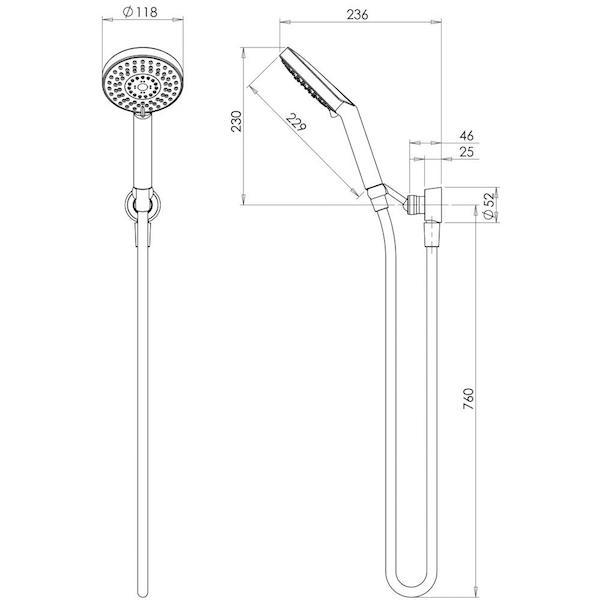 Phoenix Vivid Hand Shower - Brushed Gold specs