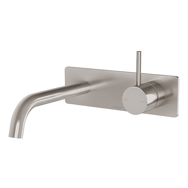 Phoenix Vivid Slimline Up Wall Basin/Bath Mixer Set Brushed Nickel