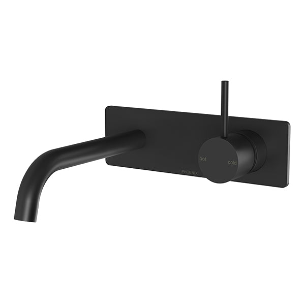 Phoenix Vivid Slimline Up Wall Basin/Bath Mixer Set-Matte Black