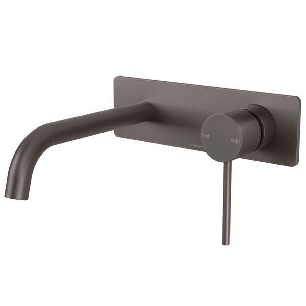 Phoenix Vivid Slimline Wall Basin Set 180mm Curved-Gun Metal
