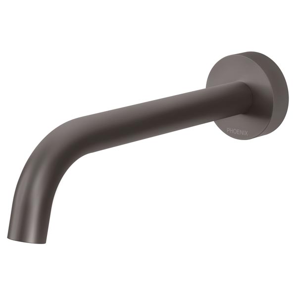 Phoenix Vivid Slimline Wall Bath Outlet 180mm Curved-Gun Metal