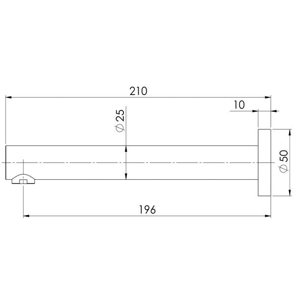 Phoenix Vivid Wall Bath Outlet 200mm- Brushed Gold - specs - line drawing and dimensions