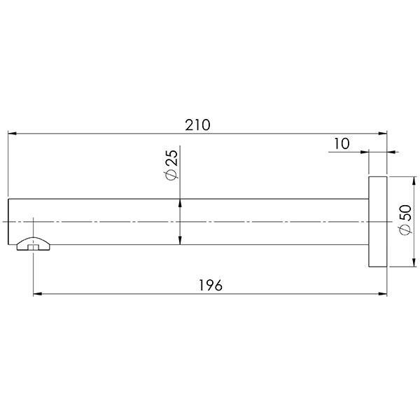 Techncial Drawing - Phoenix Vivid Wall Bath Outlet 200mm - Matte Black