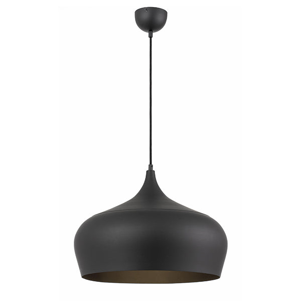 Telbix Polk ES 45cm Pendant Matte Black online at The Blue Space | Matte Black pendant lights for you bedroom, bathroom, kitchen, dining ,loungeroom