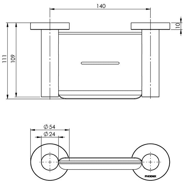 Phoenix Radii Soap Dish Round Plate Brushed Gold Technical Drawing - The Blue Space