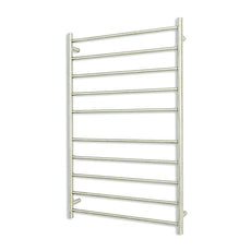 Radiant Round 10 Bar Heated Towel Ladder 750 x 1200 Brushed Stainless Steel - The Blue Space