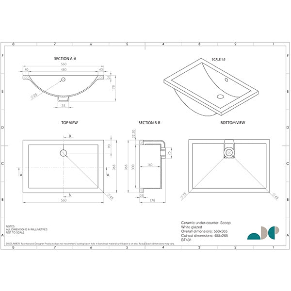 ADP Scoop Under Counter Basin by ADP - The Blue Space