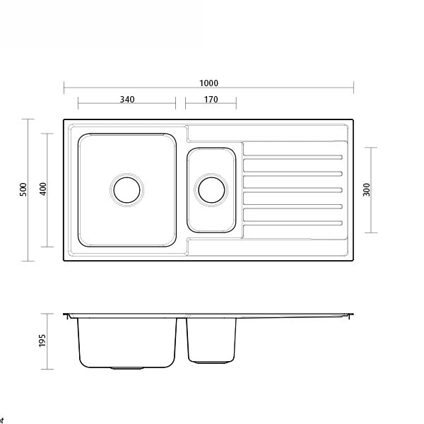 Seima Kubic 1.5 Double Bowl Kitchen Sink Dimensions