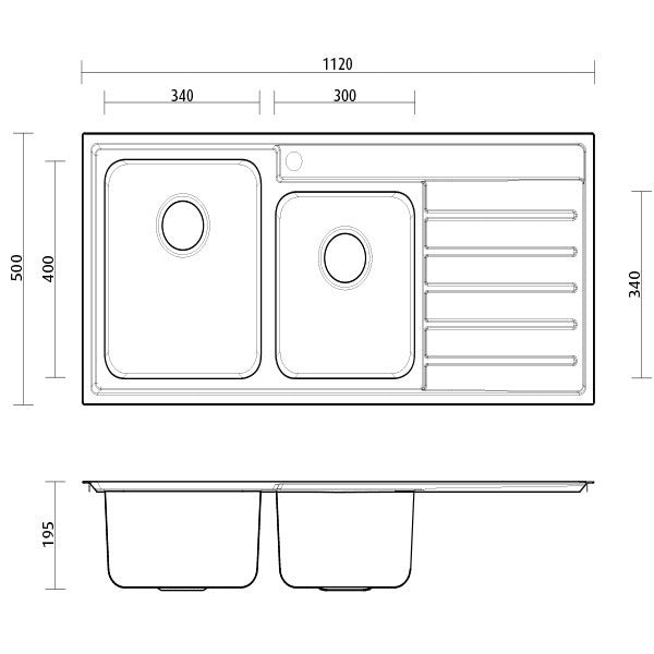 Seima Kubic 1.75 Double Bowl Kitchen Sink Dimension