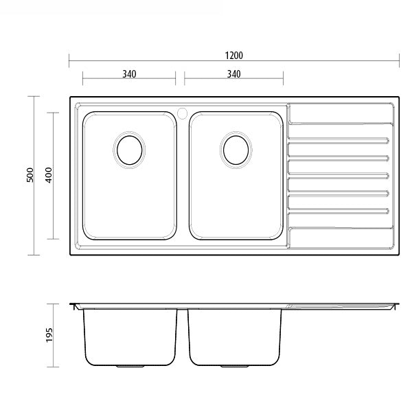 Seima Kubic Double Bowl Kitchen Sink Dimensions