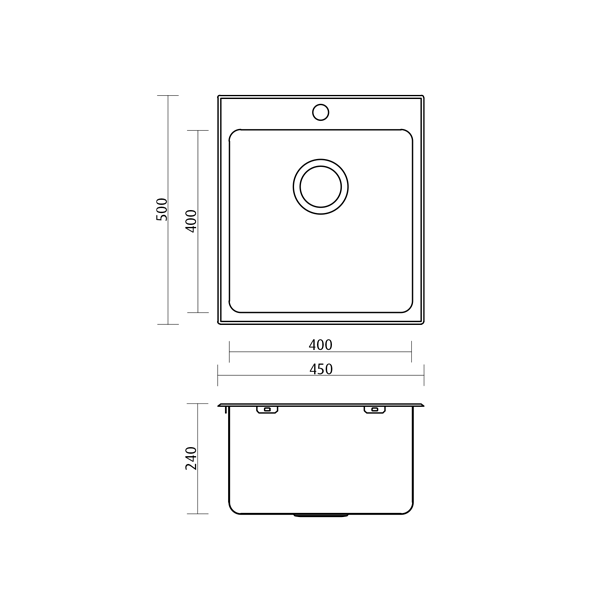 Seima Kubic KL 35 Litre Stainless Steel Sink Dimensions