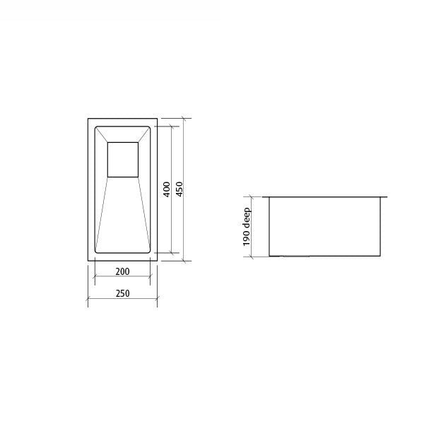 Seima Tetra Pro Single Rectangular Bowl Inset/Overmount Kitchen Sink Dimensions