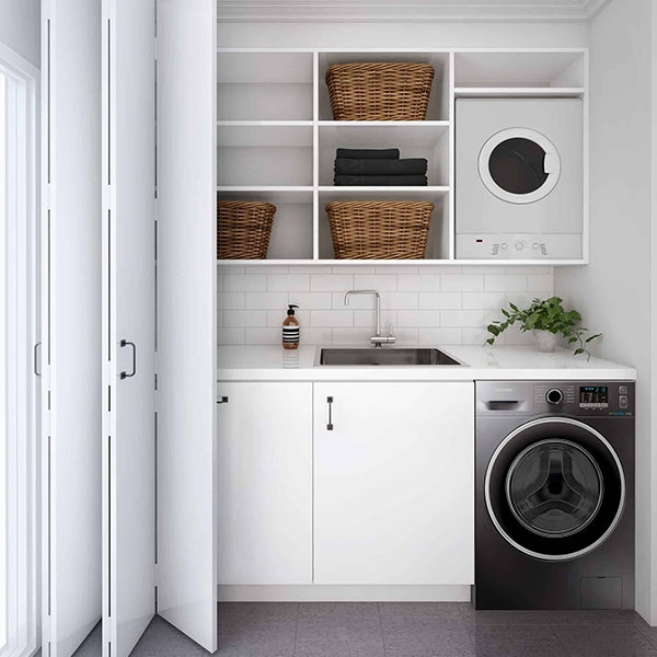 Seima Kubic KL 45 Litre Stainless Steel Sink featured in a small laundry