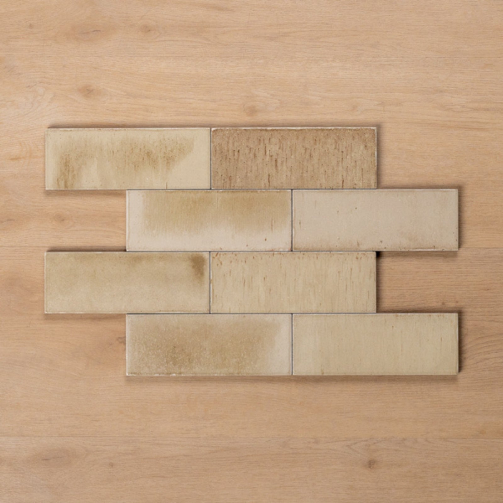 Brick Sicily Beige Gloss Bejmat Cushioned Edge Porcelain Tile 75x200mm 720GLEBEG - The Blue Space