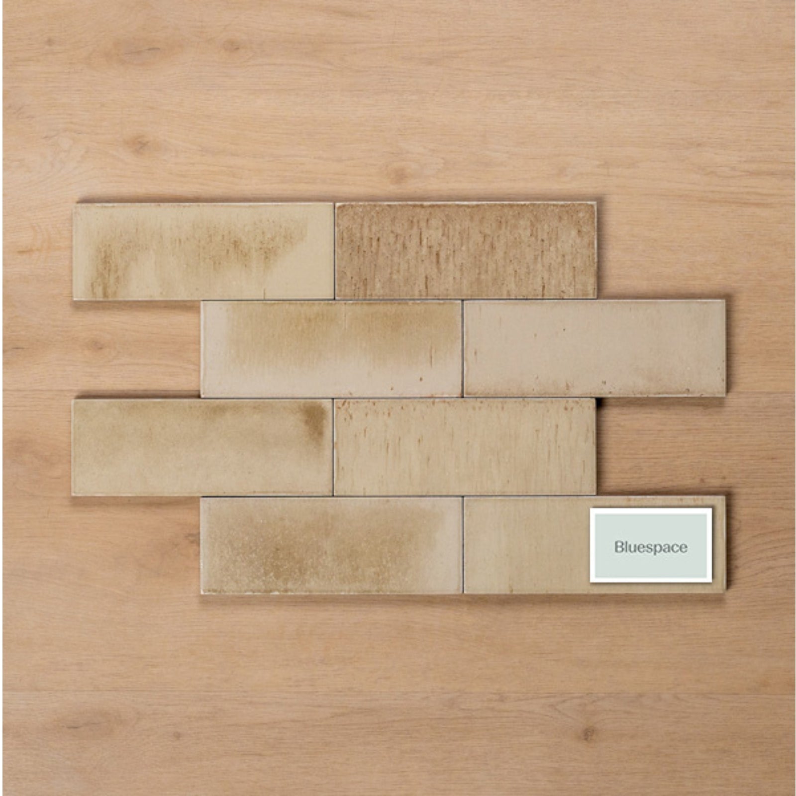 Brick TBS Sicily Beige Gloss Bejmat Cushioned Edge Porcelain Tile 75x200mm 720GLEBEG - The Blue Space