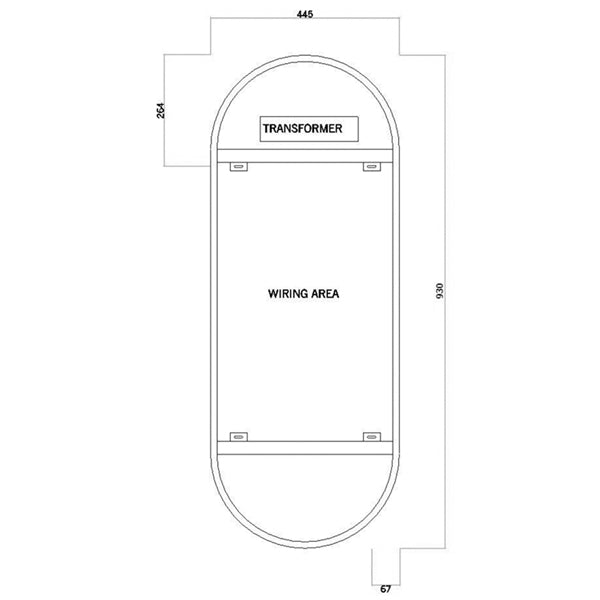 Technical Drawing - Thermogroup Ablaze Premium SO Range Back-Lit Mirror