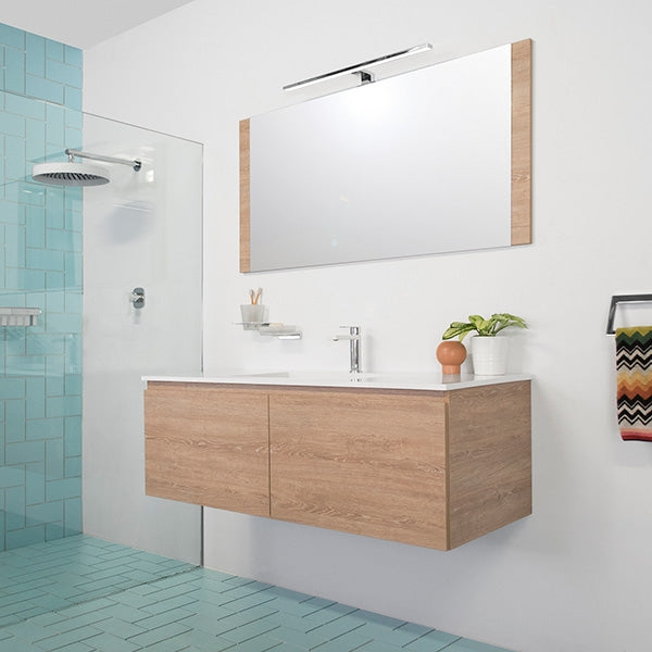 ADP Glacier Lite All Drawer Slim 1200mm Centre Bowl vanity with Cast Marble top in Natural Oak Ravine Side - The Blue Space