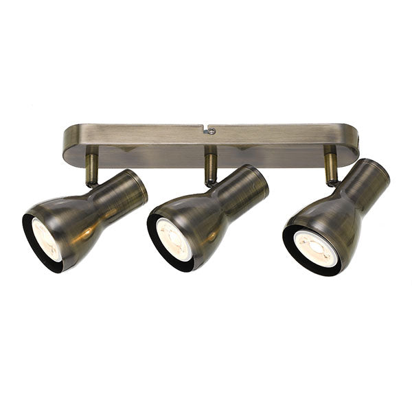 Telbix Curtis GU10 3 Light Spotlight in Antique Brass | The Blue Space