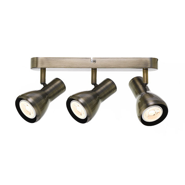 Telbix Curtis GU10 3 Light Spotlight in Antique Brass | The Blue Space
