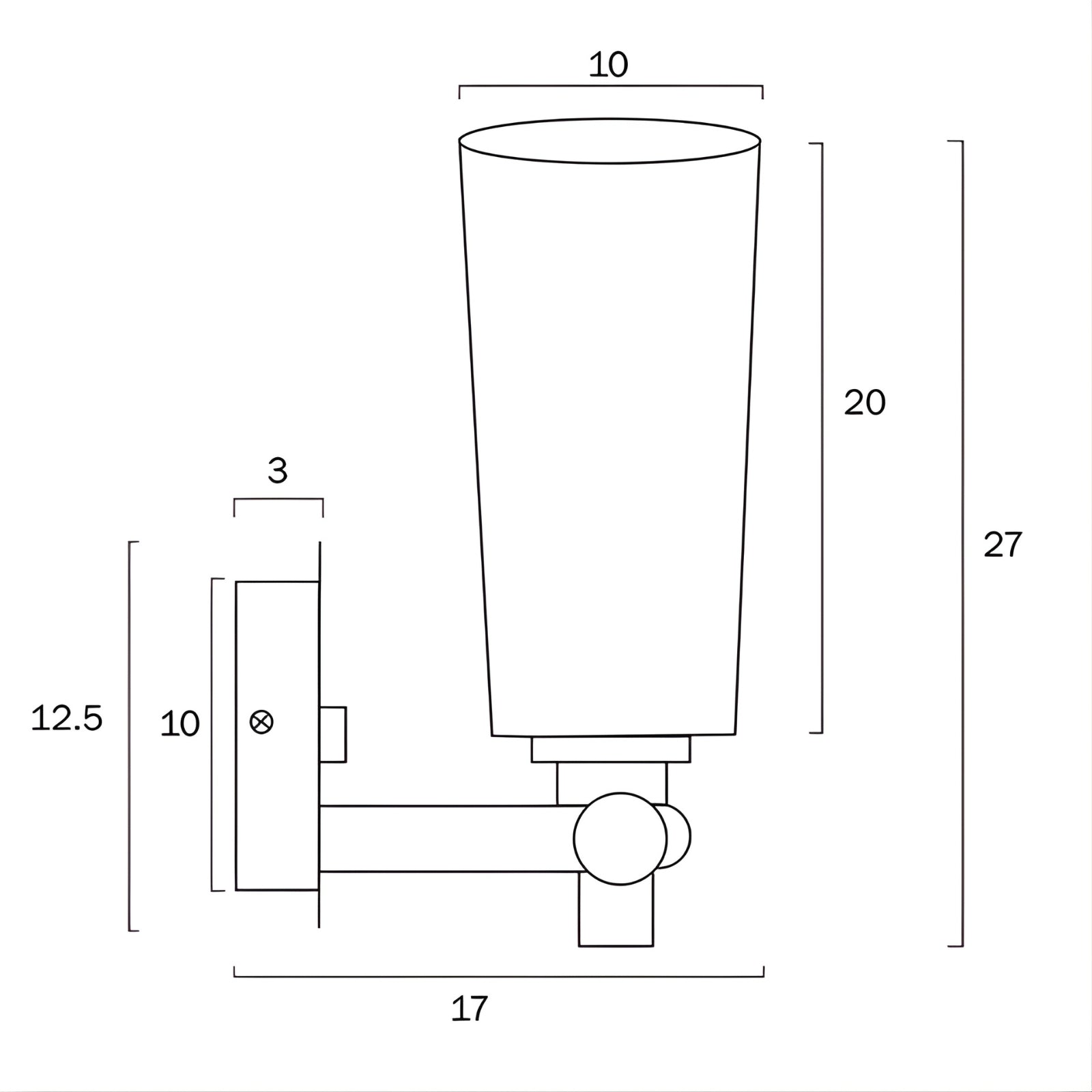 Line Drawing Telbix Delmar ES Wall Light in Antique Gold | The Blue Space