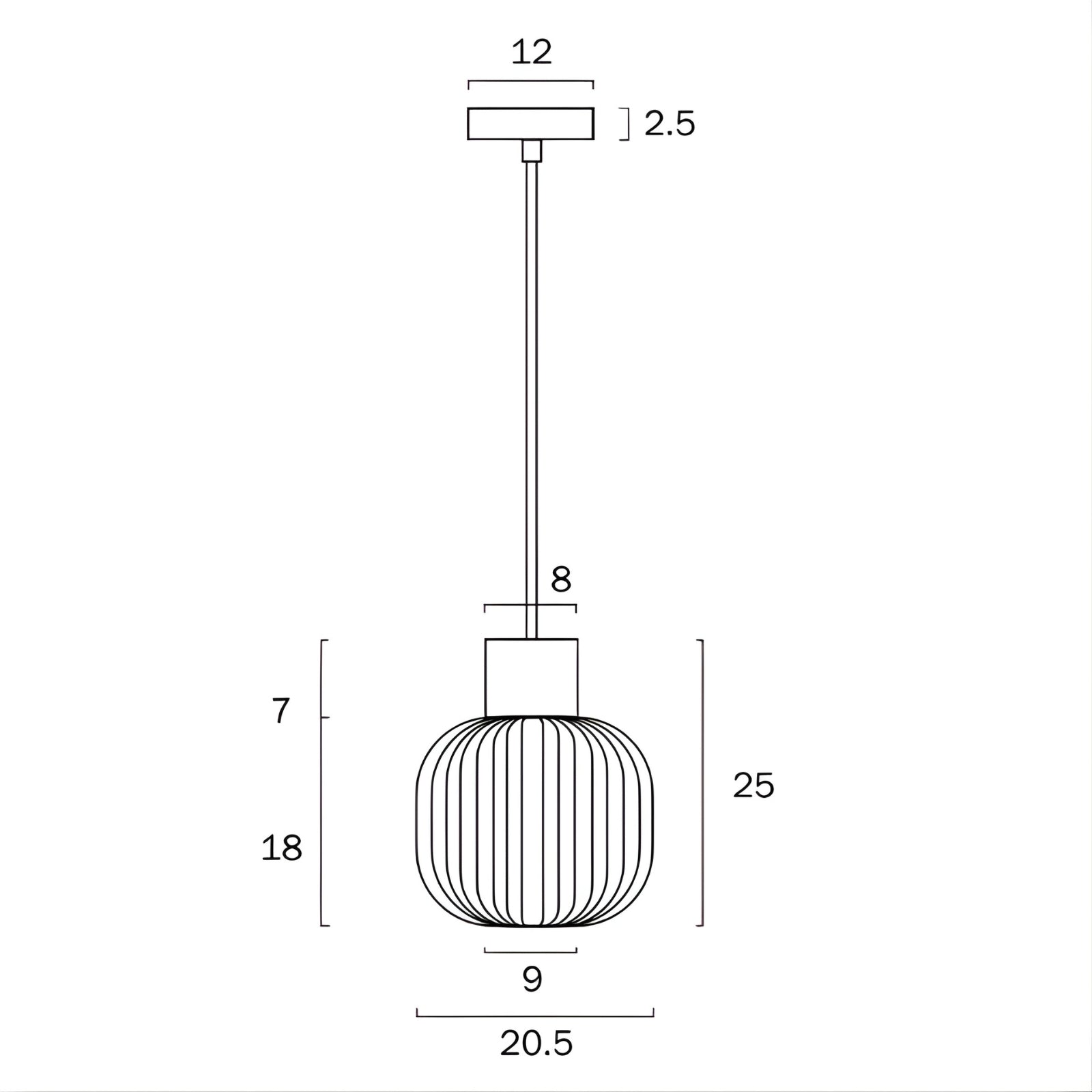 Telbix Nori E27 20cm Pendant - Black NORIPE20-BKOM - The Blue Space