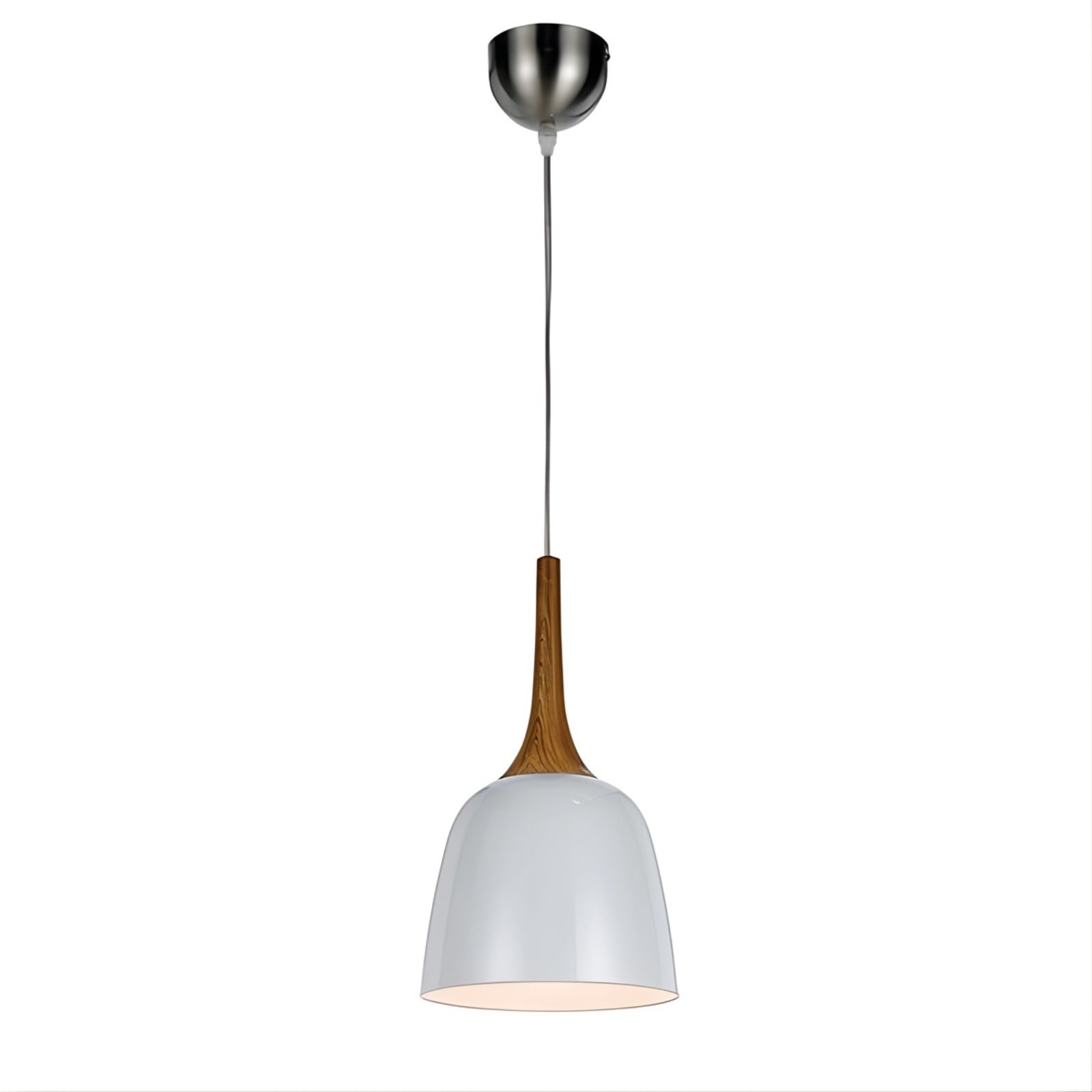 Telbix Polk E27 20cm Pendant Oak & White POLKPE20-OKWH - The Blue Space