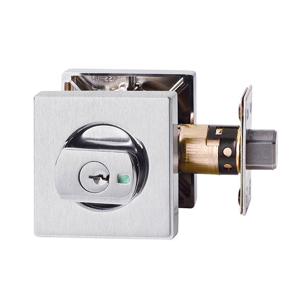 Lockwood 005 Double Cylinder Square Deadbolt Brushed Satin Chrome - The Blue Space