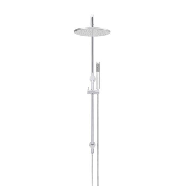 Meir Round Combination Shower Rail 300mm Rose & Hand Shower - Chrome front view - The Blue Space