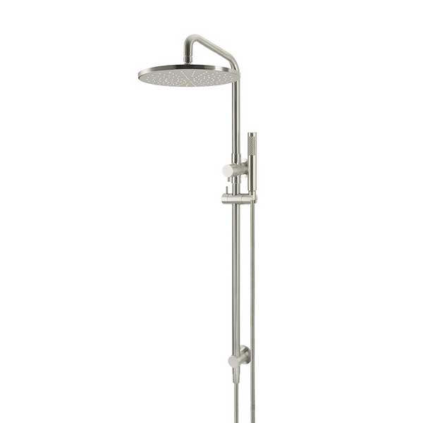 Meir Round Combination Shower Rail 300mm Rose Single Function Hand Shower Brushed Nickel - The Blue Space