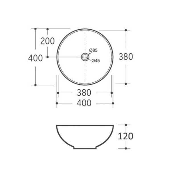 ADP Circuit Above Counter Basin - The Blue Space Technical Drawing
