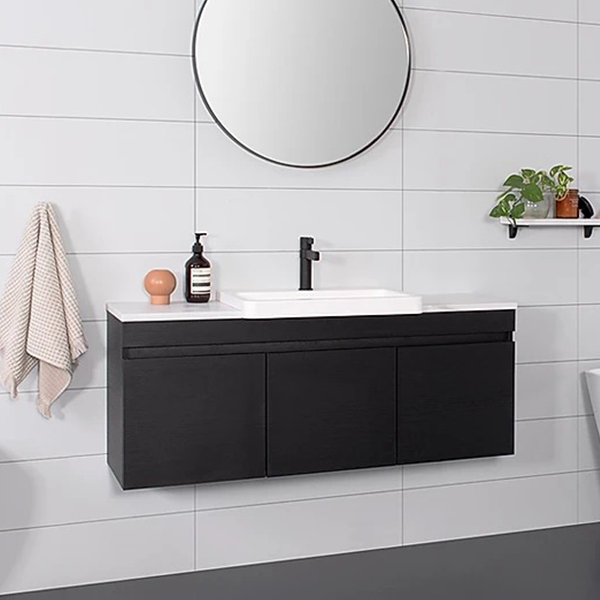 ADP Glacier Lite Semi Recessed All Door Slim 1200mm Centre Bowl vanity with Cherry Pie Benchtop - The Blue Space