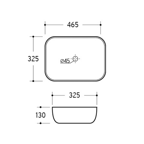 ADP Stadium Above Counter Basin - The Blue Space - Technical Drawing