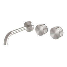 Phoenix Axia Wall Basin/Bath Curved Outlet Hostess Set 180mm Brushed Nickel at The Blue Space
