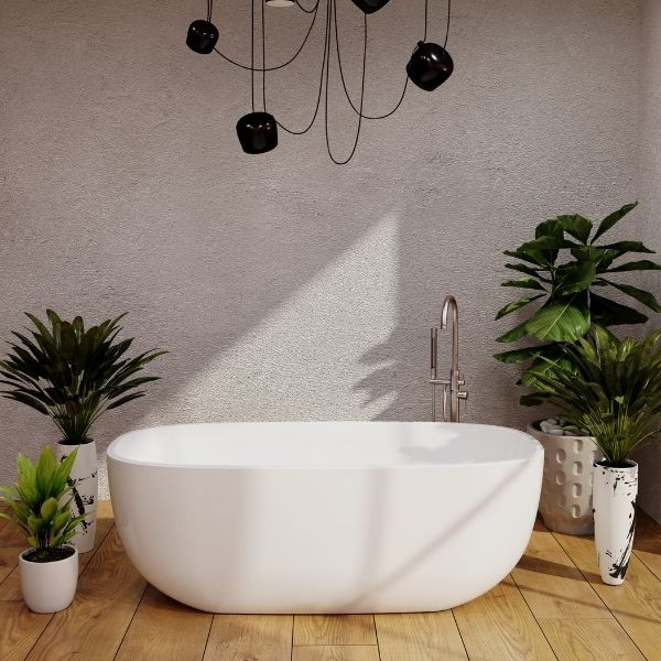 BelBagno Ally Rectangle Freestanding Bath White - The Blue Space