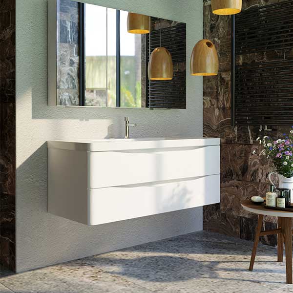 BelBagno Ancona 1200mm Wall Hung Vanity Gloss White - The Blue Space