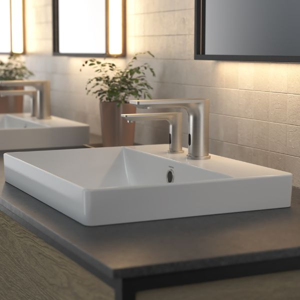 Caroma Basin Overflow Dress Rings Brushed Nickel in Modern Bathroom Design - The Blue Space