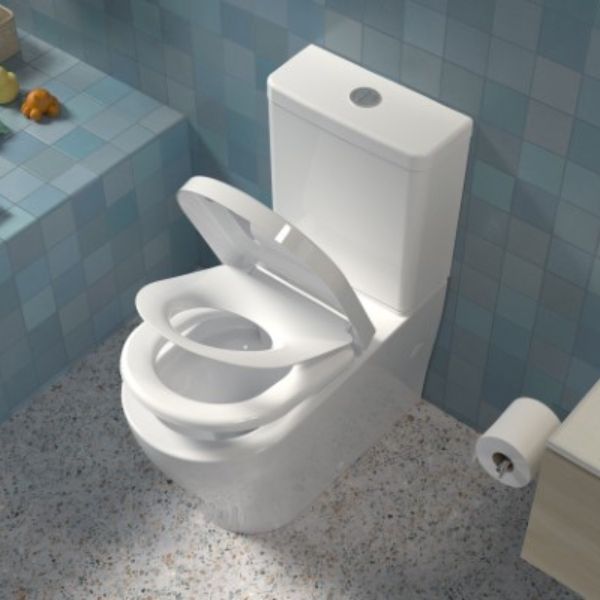 Caroma Family D Shape Toilet Seat with GermGard® in modern bathroom design - The Blue Space