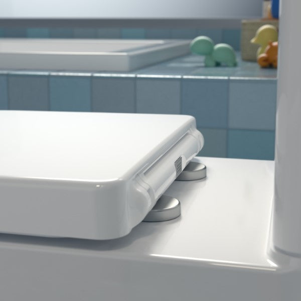 Caroma Family D Shape Toilet Seat with GermGard® close lid back view - The Blue Space