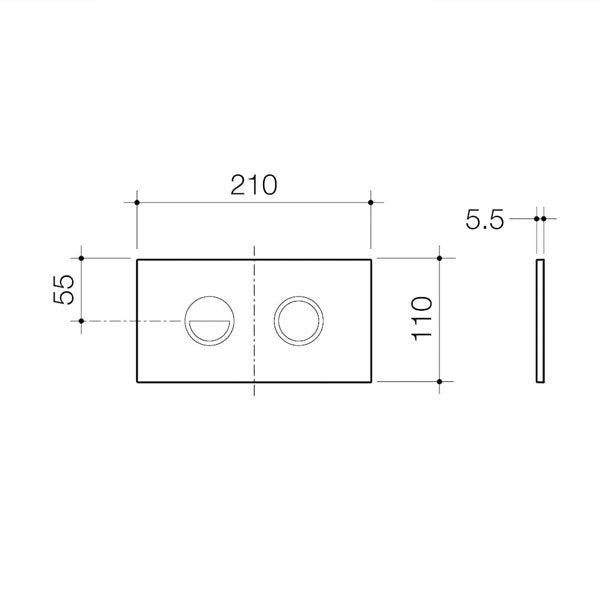 Caroma Invisi Series II Round Dual Flush Metal Plate & Buttons Technical Drawing - The Blue Space