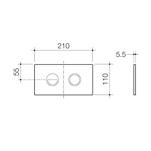 Caroma Invisi Series II Round Dual Flush Plate & Buttons Technical Drawing - The Blue Space