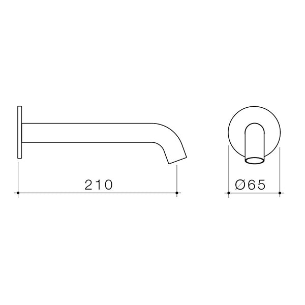 Caroma Liano II 210mm Basin/Bath Outlet Technical Drawing - The Blue Space