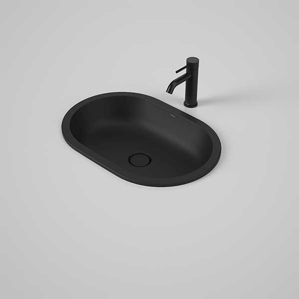 Caroma Liano II 580mm Pill Over Counter Basin - Matte Black - The Blue Space