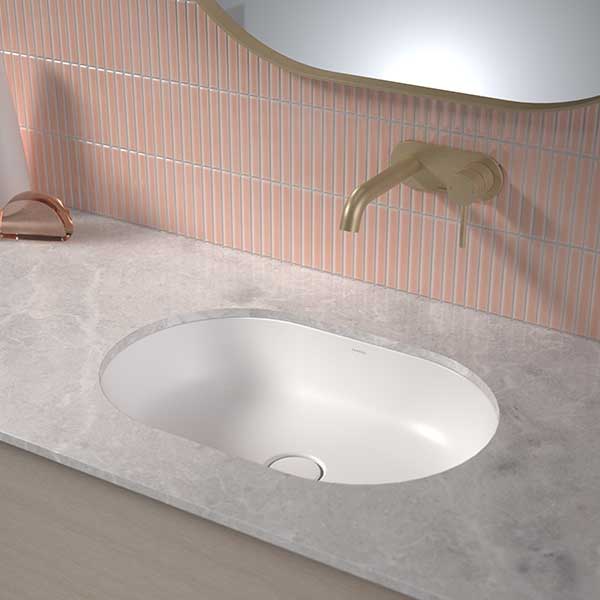 Caroma Liano II 580mm Pill Under Over Counter Basin Lifestyle Image - The Blue Space