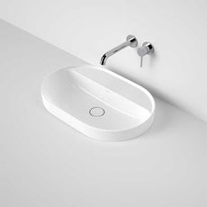 Caroma Liano II 600mm Pill Inset Basin With Tap Landing 0TH - White - The Blue Space