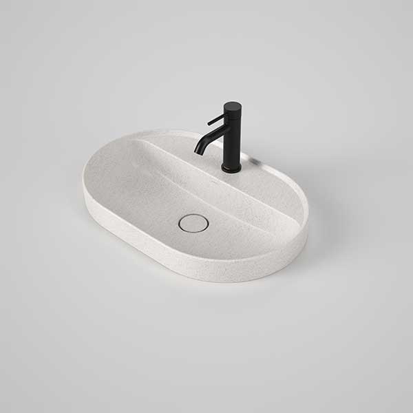 Caroma Liano II 600mm Pill Inset Basin With Tap Landing 1TH - Matte Speckled - The Blue Space