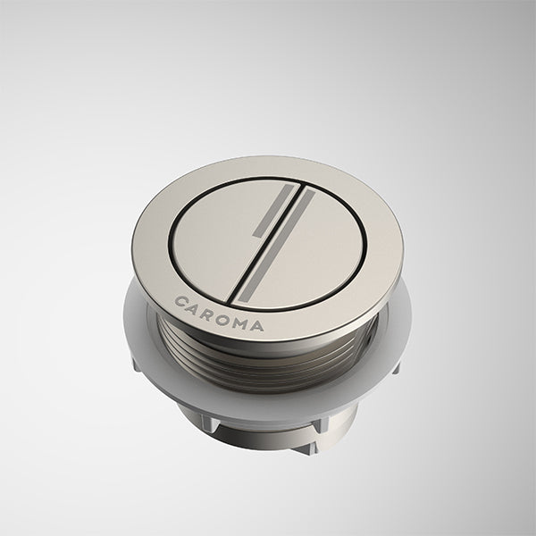 Caroma Luna Round Cistern Flush Button Brushed Nickel - The Blue Space