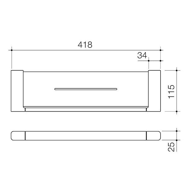 Caroma Luna Metal Shelf Technical Drawing - The Blue Space