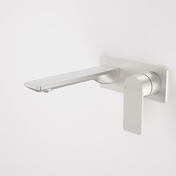 Caroma Urbane II 180mm Wall Basin/Bath Mixer Rectangle Brushed Nickel - The Blue Space