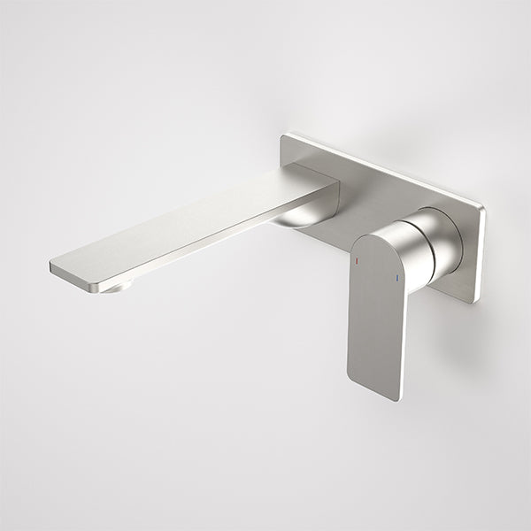 Caroma Urbane II 180mm Wall Basin/Bath Mixer Rectangle Brushed Nickel - The Blue Space