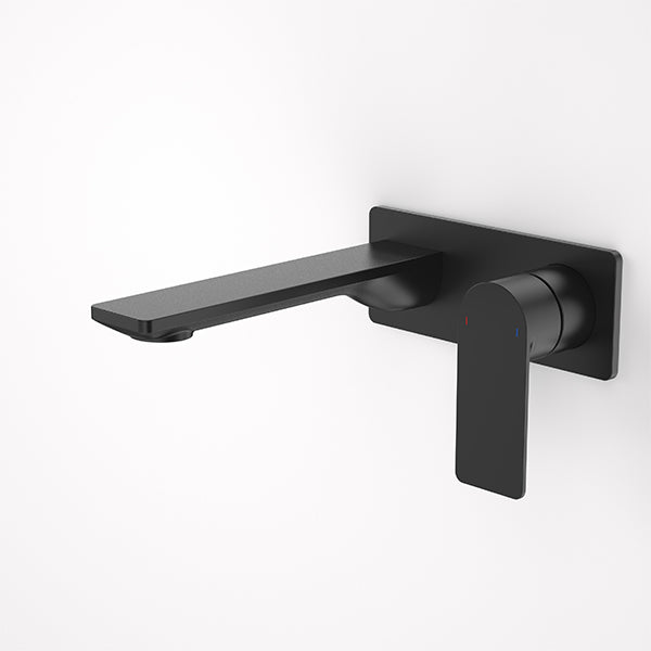 Caroma Urbane II 180mm Wall Basin/Bath Mixer Rectangle Matte Black - The Blue Space